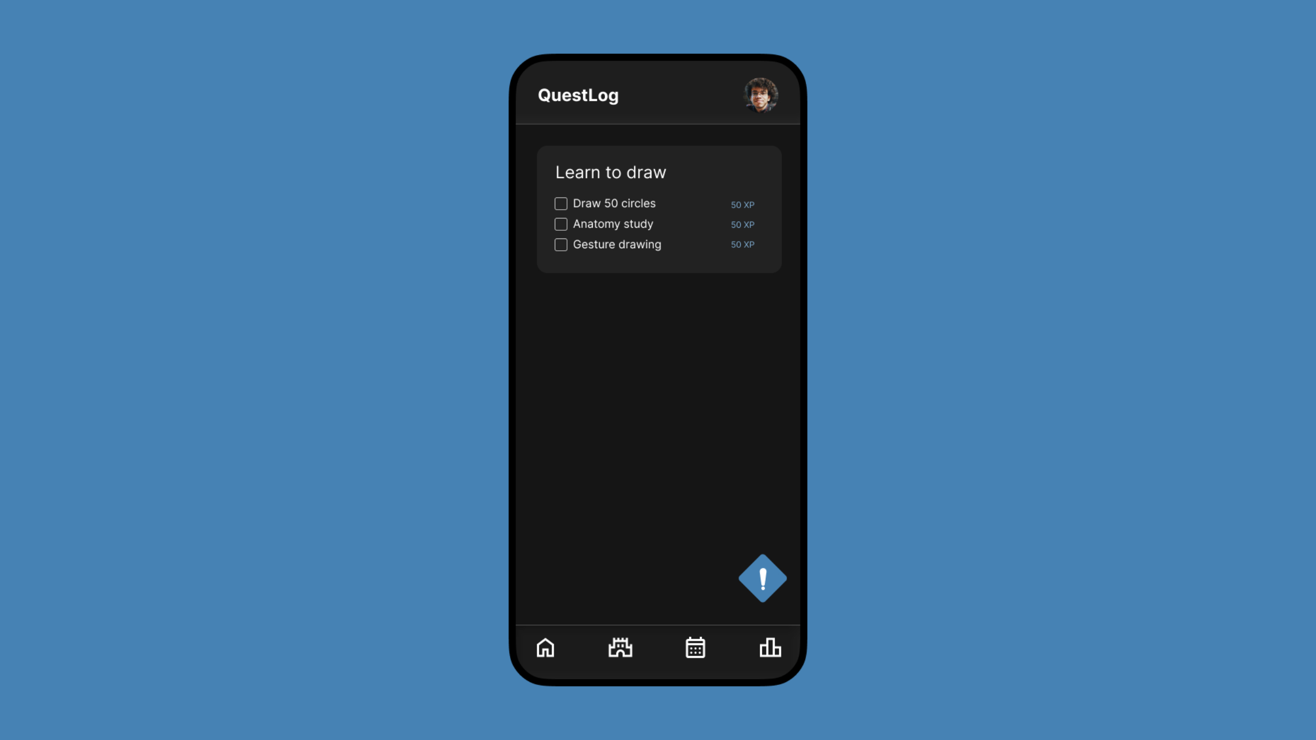 questlog home screen